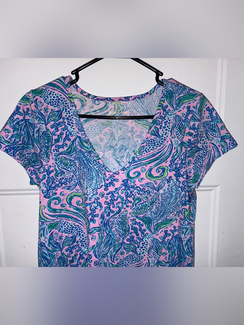 Lilly Pulitzer size S Etta Short Sleeve Pima Cotton We Mermaid It T Shirt Dress - Picture 5 of 7